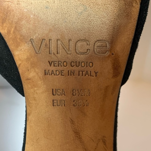 Vince Celeste Black Suede Pointed Toe D'Orsay Heel Pumps Size 8.5M - Picture 9 of 11